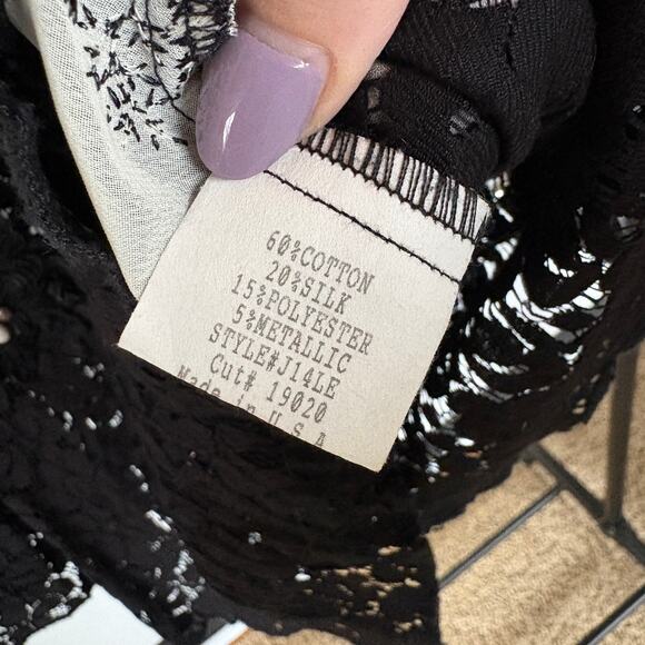 Vintage Whimsygoth Velvet Burnout Blouse Witchy Silk Blend Lace Fairy Goth XL - Picture 9 of 11